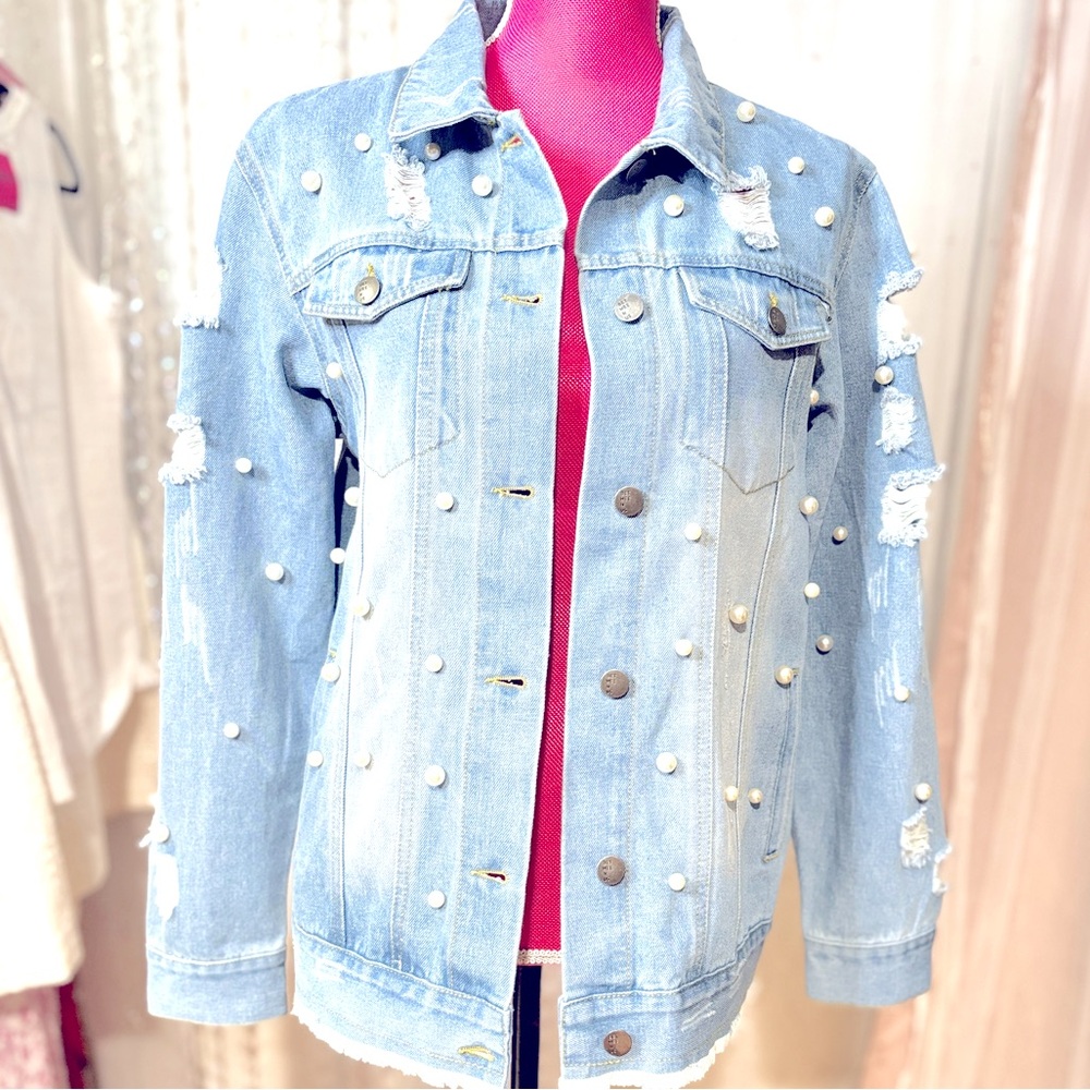 Pearl Distressed Jean Jacket